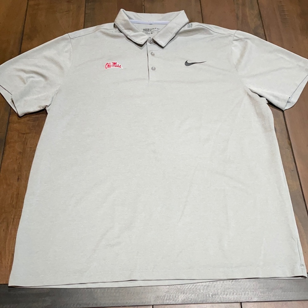 Grey Ole Miss Dry Fit Polo
